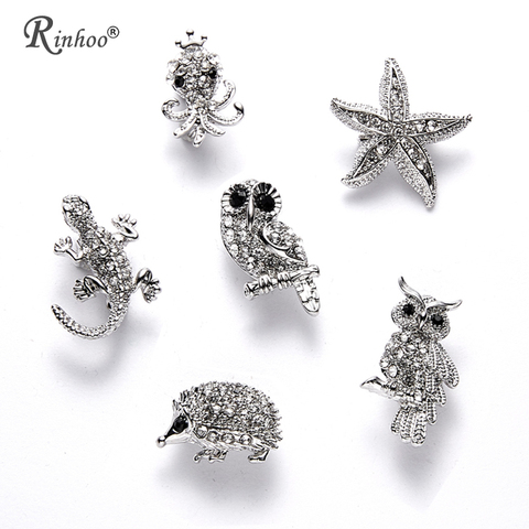 RINHOO Fashion Star Inkfish Birds Owl Hedgehog Lizard Brooch Pins for Women Enamel Broach Pins Men's Suit Jewelry Accessories ► Photo 1/5