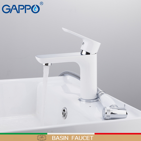 GAPPO Basin Faucets white and chrome waterfall tap basin mixer with spray bathroom sink faucet brass water tap bath faucets ► Photo 1/6