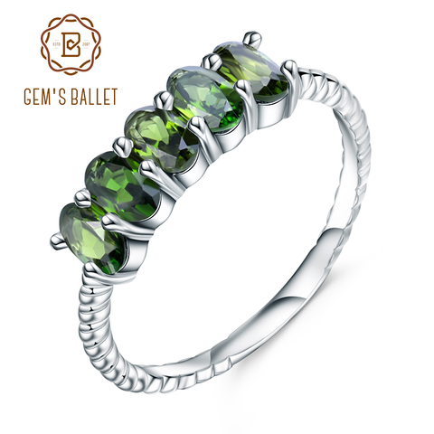 GEM'S BALLET Luxury 925 Sterling Silver Wedding Band Ring 1.30Ct Natural Chrome Diopside Gemstone Rings For Women Fine Jewelry ► Photo 1/6