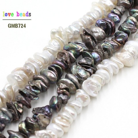 Natural 8-10mm White Black Freshwater Pearl Irregular Beads for Bracelets Necklace DIY Jewelry Making 15'' Strand ► Photo 1/5