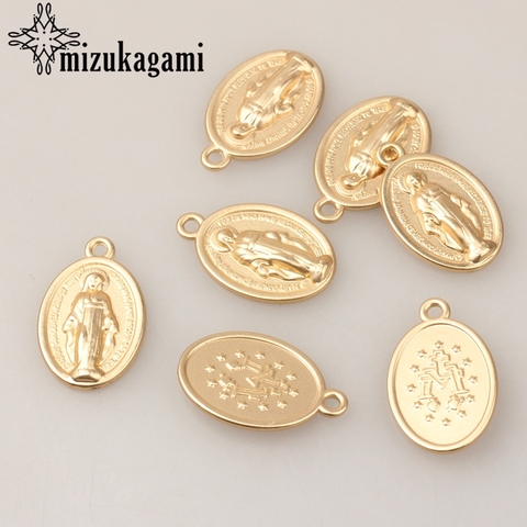 Zinc Alloy Charms Golden Oval Coin Virgin Mary Charms Pendant For DIY Fashion Necklace Jewelry Bracelet Making Accessories ► Photo 1/6