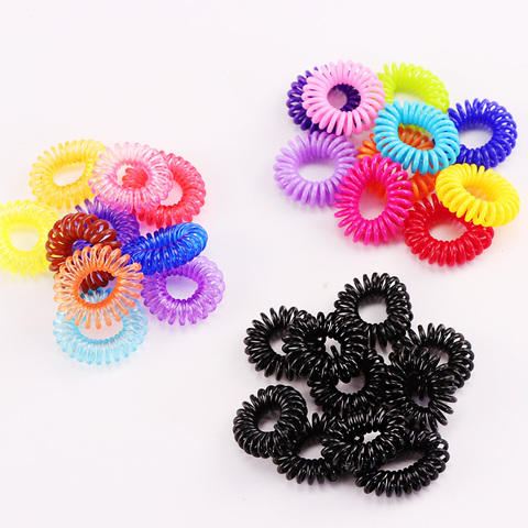 10PCS/Lot New 2cm Small Telephone Line Hair Ropes Girls Colorful Elastic Hair Bands Kid Ponytail Holder Tie Gum Hair Accessories ► Photo 1/6