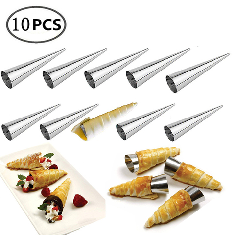 5/10Pcs Conical Tube Cone Roll Moulds Spiral Croissants Molds Cream Horn Mould Pastry Mold Cookie Dessert Kitchen Baking Tool ► Photo 1/6