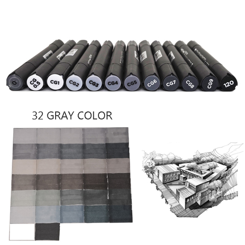 STA 6/12 Grey Colors Art Markers Grayscale Artist Dual Head Markers Set for Brush Pen Painting Marker School Student Supplies ► Photo 1/6