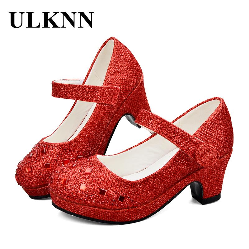 New Kids Girls High Heels Shoes Formal Children Girl high-heeled Party Shoes