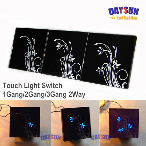 Light Switch Touch Wall Switch 1Gang/2Gang/3Gang 2Way Touching Light Switch White/Black Crystal Glass Switch Russia Popular ► Photo 1/6