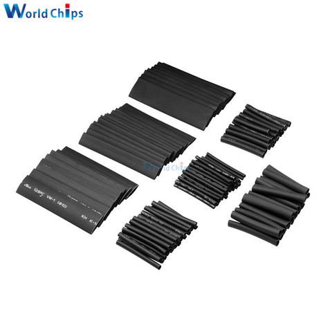 127PCS Polyolefin Car Electrical Cable Tube kits Heat Shrink Tube Tubing Sleeve Wrap Wire Assorted 7 Sizes Black ► Photo 1/6