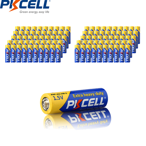 100PCS PKCELL1.5v aa Supper Heavy Duty Zinc Carbon R6P UM3 AA Battery for MP3 camera flash shavers electric toys ► Photo 1/6