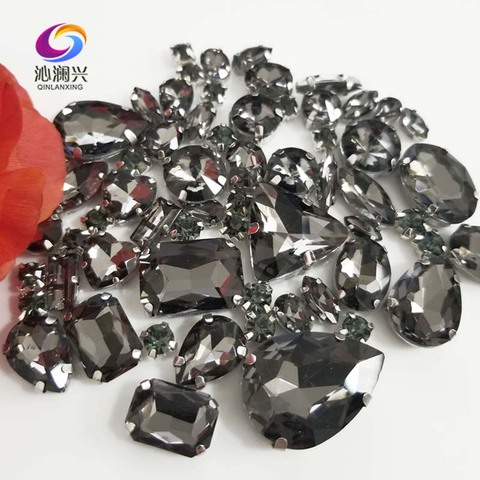Sell at a loss!! 68pcs/pack Gray mix size high quality glass crystal material sew on claw rhinestones,diy Clothing accessorie ► Photo 1/6