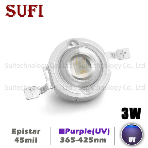 UV Purple LED Ultraviolet Bulbs Lamp Chips 365nm 370nm 375nm 385nm 395nm 400nm 405nm 425nm 3W High Power Diodes COB Light Beads ► Photo 1/6
