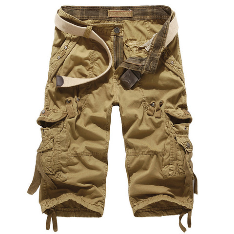 Dropshipping Summer Cargo Shorts Men Cotton Casual Outdoor Military Men's Shorts Multi-pocket Calf-length Short Pants Men ► Photo 1/5