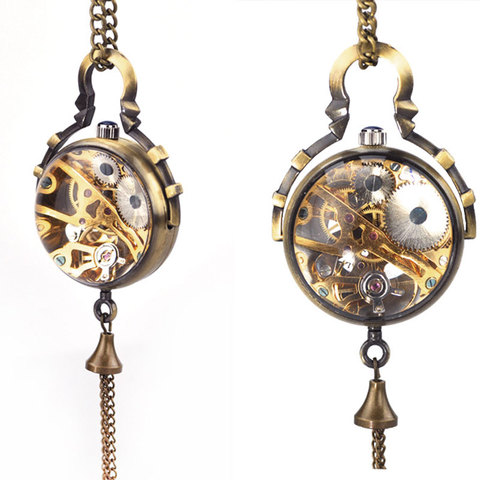 Steampunk Transparent Glass Ball Mechanical Pendant Pocket Watch Chain New P100 ► Photo 1/5