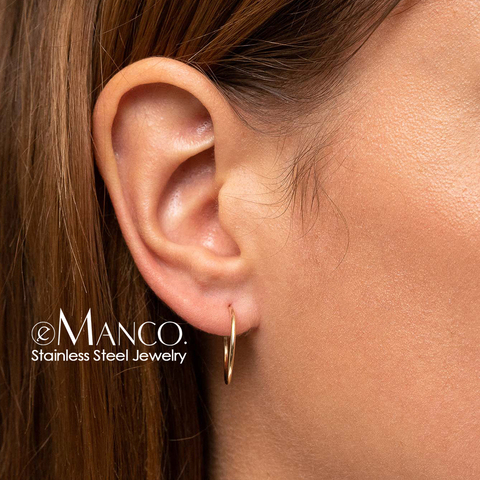 e-Manco 20mm Circle Hoop Earring women Korean Style Thin Stainless Steel Earring for women Brand Earring Fashion Jewelry ► Photo 1/5