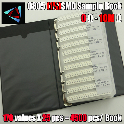 New 0805 SMD Resistor Sample Book 1% Tolerance 170valuesx25pcs=4250pcs Resistor Kit 0R~10M ► Photo 1/1