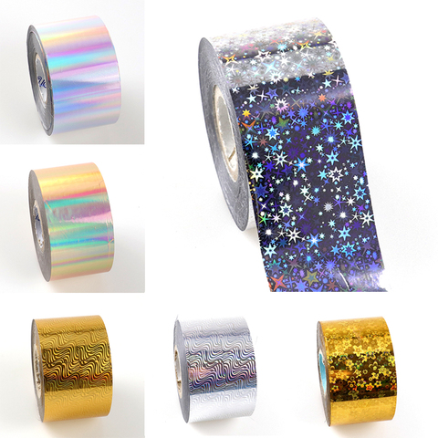 1Roll Laser Star Waves Nail Transfer Foil Gold Sliver Holographic Starry Sky Nail Art Sticker Decals DIY Manicure Decorations ► Photo 1/6