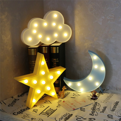 Lovely Cloud Star Moon LED 3D Light Night Light Kids Gift Toy For Baby Children Bedroom Tolilet Lamp Decoration Indoor Lighting ► Photo 1/6