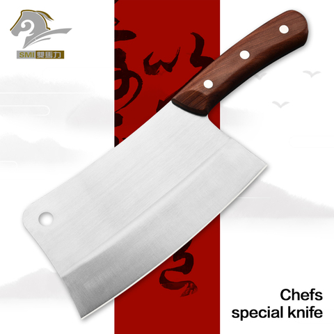 8 Inch Steel Kitchen Knives Meat Vegetable Cutter Janpanese Sharp Blade  Color Wood Handle Household Gifts Slicing knife Cleaver Knife Cooking Tool