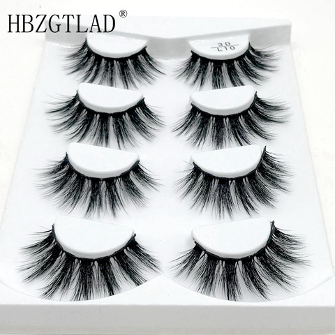 HBZGTLAD 2/4 pairs natural false eyelashes fake lashes long makeup 3d mink lashes eyelash extension mink eyelashes for beauty ► Photo 1/6