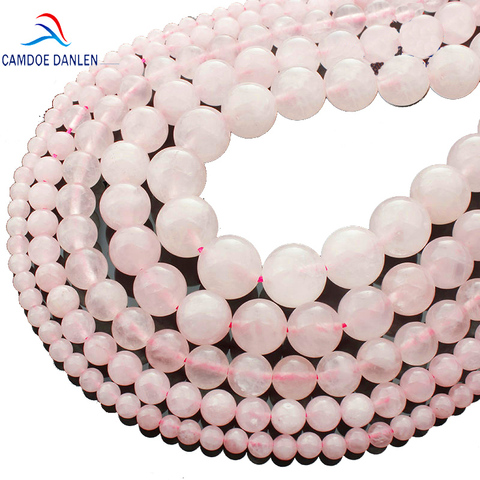 CAMDOE DANLEN Light Natural Stone Rose Pink Quartz Rock Crystal Beads 4/6/8/10/12/14mm Fit Diy Seed beads For Jewelry Making ► Photo 1/6