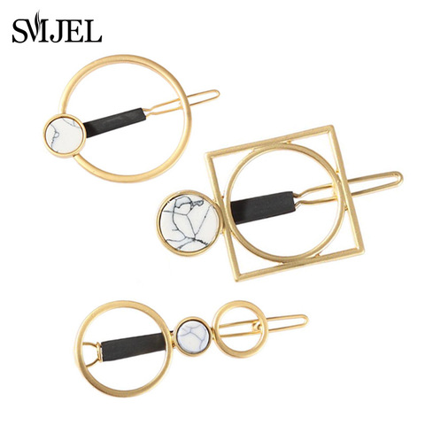 SMJEL New Boho Chic Circle Hair Clips Women Girls Party Hair Accessories Vintage Geometric Stone Hair Pin Barrettes ► Photo 1/6