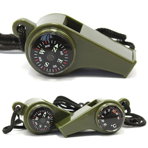 1PC Outdoor Whistle Compass Thermometer 3 In 1 Camping Hiking Accessory Multi-Functional Survival Tools Nylon Neck Rope Compass ► Photo 1/6