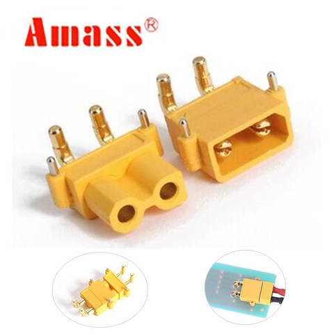 2Pairs AMASS XT30PW Banana golden XT30 Upgrade Right Angle Plug Connector male female ESC Motor PCB board plug connector 40%Off ► Photo 1/1
