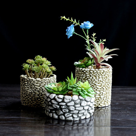 Silicone MOLLD Cement Stone Multi-meat Flower Pots Desktop Pots 3D Vase Mold Concrete Molds Cement Planter Home Crafts Decorate ► Photo 1/6