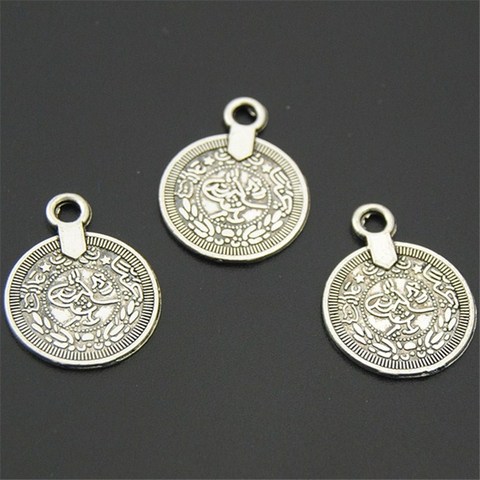 30PCS  Silver Color Coin Shaped Round Charms Carved Figure Charms Pendants DIY Necklace Jewelry Making A2248 ► Photo 1/3
