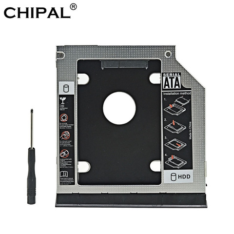 CHIPAL Aluminum 2nd HDD Caddy 9.5mm SATA 3.0 Ejector Dual LED for Dell Latitude E6320 E6420 E6520 E6330 E6430 E6530 Optical Bay ► Photo 1/6