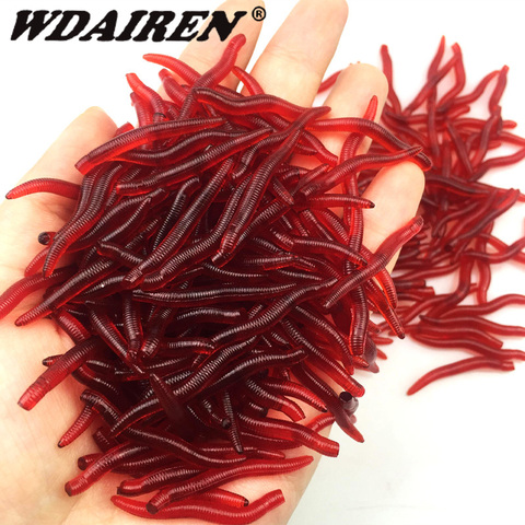 100Pcs/lot red worm soft lures salt odor Simulation Earthworm Fishy Smell fishing lure Worms carp Fishing tackle Accessories ► Photo 1/3