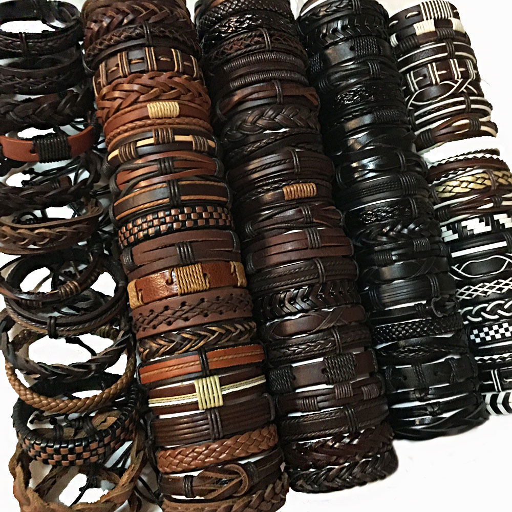 Wholesale 50 pcs Mixed in a variety of styles leather bracelets Fashion Jewelry 