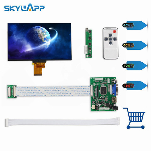 Skylarpu 1024*600 IPS Screen Display LCD TFT Monitor EJ070NA-01J with Remote Driver Control Board 2AV HDMI VGA for Raspberry Pi ► Photo 1/1