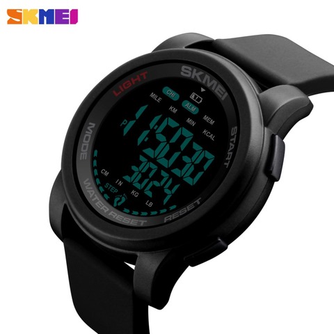SKMEI 2 Time Mileage Watches Mens Calorie Distance Digital Sport Wrist Watch For Men Pedometer Data Clock relogio masculino 1469 ► Photo 1/6