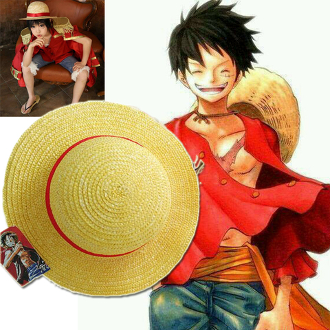 One Piece Luffy Anime Cosplay Straw Boater Beach Hat Cap Halloween Straw Hat ► Photo 1/4