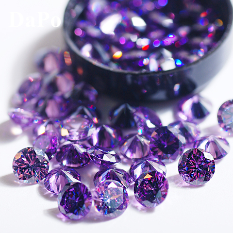 6mm Violet Classical Luxury Charm Sparkling Round Cubic Zirconia Stone Crystal Clear Exquisite Art Gem 50pcs/pack ► Photo 1/6