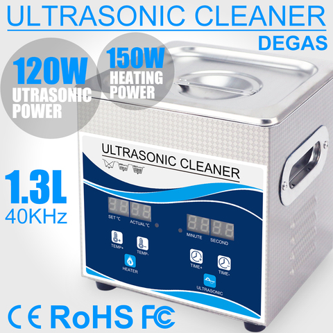 1.3L Ultrasonic Cleaner Bath 120W Power Ultrasound 40KHZ Degas Heater Glasses Atomizer Necklace Coins Bangle Sonic Machine Home ► Photo 1/6