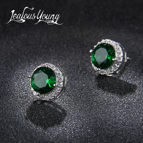 Classic Green AAA Cubic Zirconia Stud Earrings Round Crystal Girl Ear Studs For Women Multicolor Fashion Jewelry brincos AE176 ► Photo 1/6