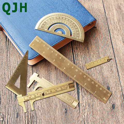 High quality sewing measurement tool vintage brass ruler ruler leather notebook school office tool inch / cm ► Photo 1/6