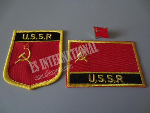 National Flag Embroidery Patches and Metal Flag Lapel Pin U,S,S,R  Russia USSR ► Photo 1/1