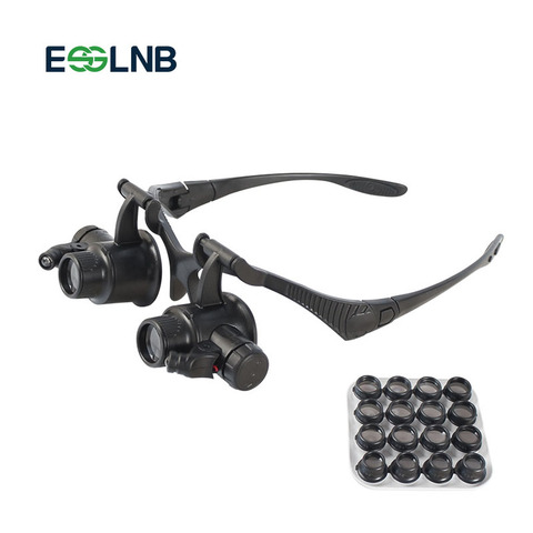 Magnifying Glass Lupa 8 Pair Lens Eye Jewelry Watch Repair Reading Magnifier Glasses With 2LED Lights Loupe Magnifier Binocular ► Photo 1/6