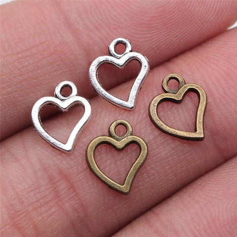 WYSIWYG 200pcs 10x8mm 2 Colors Mini Heart Charm Cute Heart Charms For Jewelry Making Small Heart Charm ► Photo 1/3