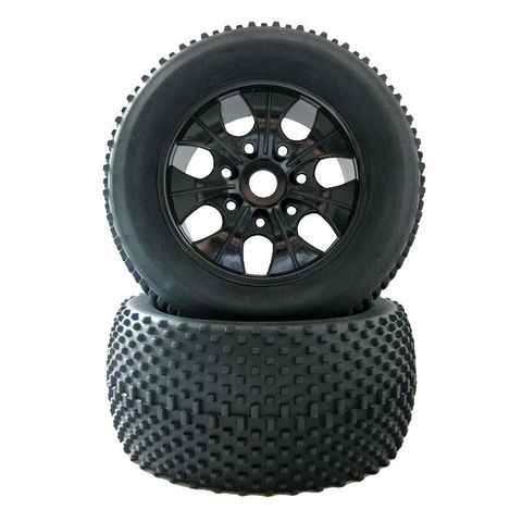 2Pcs RC Remote Control Car 1/8 Nitro Truck Rubber Sponge Tires Rim Wheel Tyres 140mm*68mm Hexagon Adapter 17mm For HSP HPI Baja ► Photo 1/5