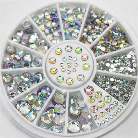 DIY Nail Art Wheel Tips Crystal Glitter Rhinestone 3D Nail Art Decoration white AB Color Acrylic Diamond Drill ► Photo 1/2
