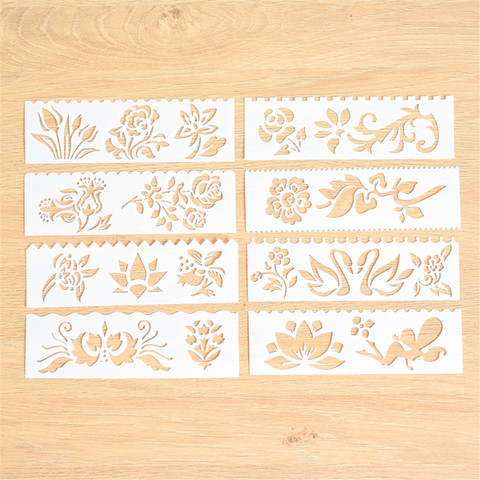 8pc 5.5x18.3 cm Charms Flowers Layering Stencils For Walls Painting Scrapbooking Stamp Album Decor Embossing Paper Card Template ► Photo 1/4