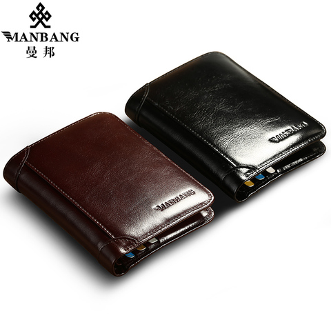 ManBang Classic Style Wallet Genuine Leather Men Wallets Short Male Purse Card Holder Wallet Men Fashion High Quality ► Photo 1/6