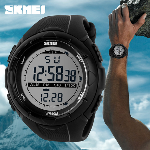 Men Sports Watches 50m Waterproof SKMEI Brand LED Digital Watch Men Women Swim Climbing Outdoor Casual Military Wristwatch ► Photo 1/6