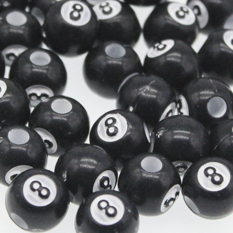 CHONGAI 50Pcs Acrylic Big Hole Billiards Black 8 Word Ball Beads For Jewelry Making ► Photo 1/5