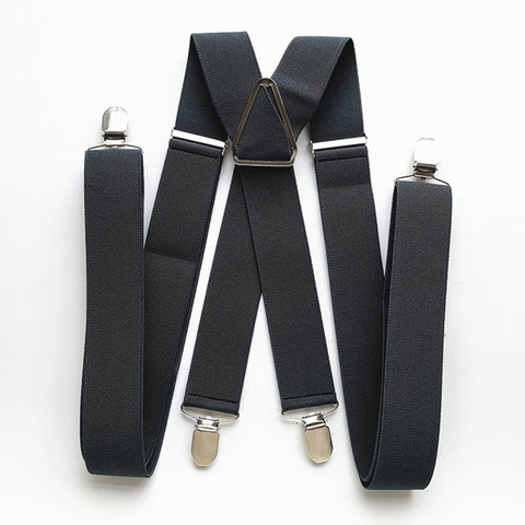 BD054-L XL XXLsize Dark gray men's suspender 3.5 cm width adjustable elastic X back  clips on pants braces for men and women ► Photo 1/6
