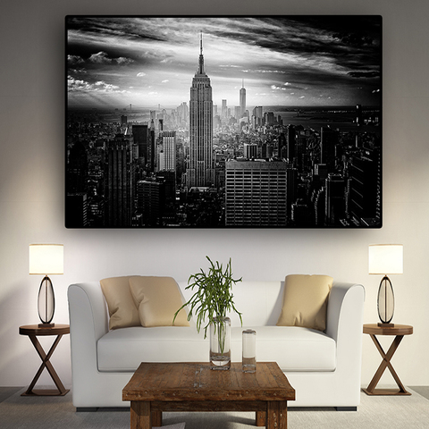 New York City Manhattan Black White Building Canvas Painting Posters and Prints Scandinavian Wall Art Picture for Living Room ► Photo 1/6