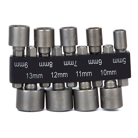 9pcs 5-13mm Hexagon Nut Driver Drill Bit Socket Screwdriver Wrench Set for Electric Screwdriver Handle Tools No Magnetic ► Photo 1/6